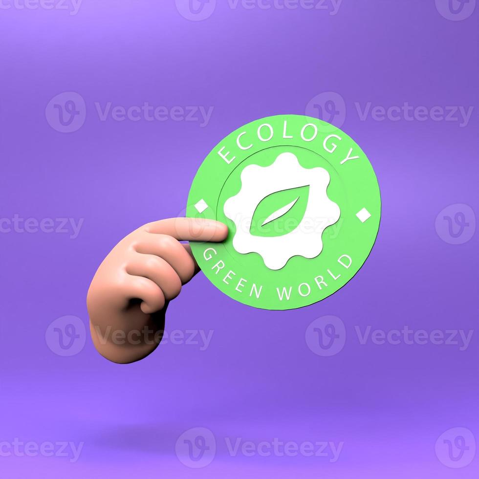 The hand holds an icon on the theme of ECO. ECO friendly concept. 3d render. photo
