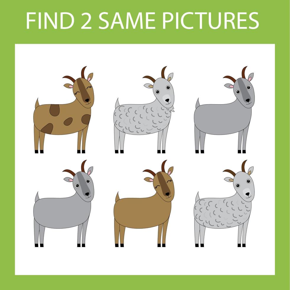 encuentra un juego de pareja con cabras divertidas. hoja de trabajo para niños en edad preescolar, hoja de actividades para niños, hoja de trabajo imprimible 8926491 Vector en Vecteezy encuentra un juego de pareja con cabras divertidas. hoja de trabajo para niños en edad preescolar, hoja de actividades para niños, hoja de trabajo imprimible 8926491 Vector en Vecteezy