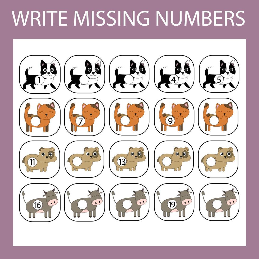 Write the missing numbers in the correct order vector