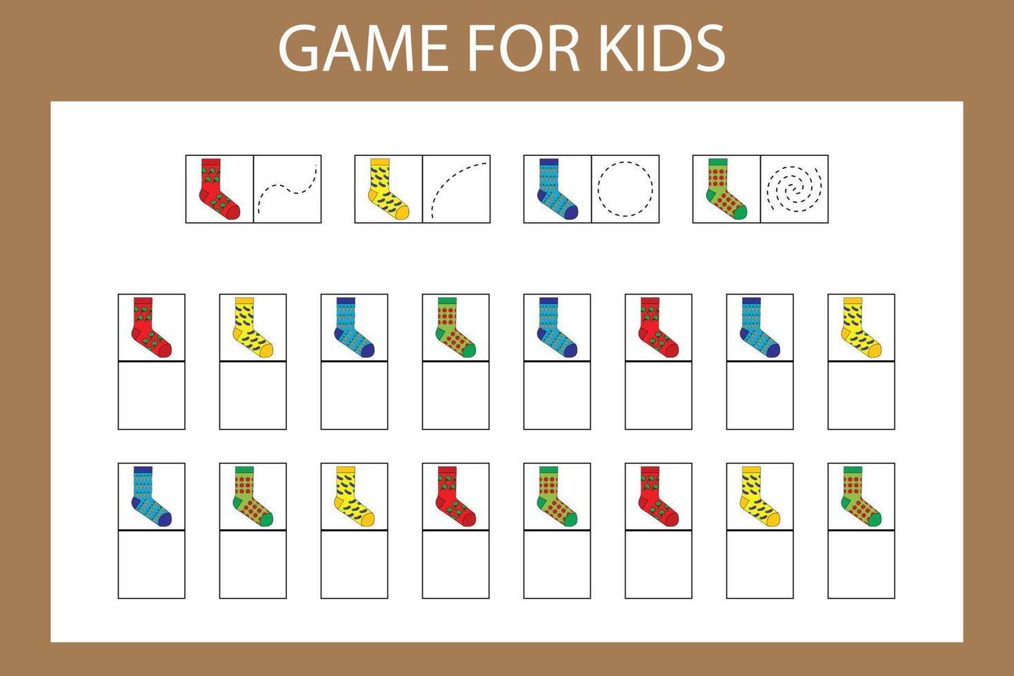 children's preschool task. Write down the symbols according to the pattern of the clothes vector
