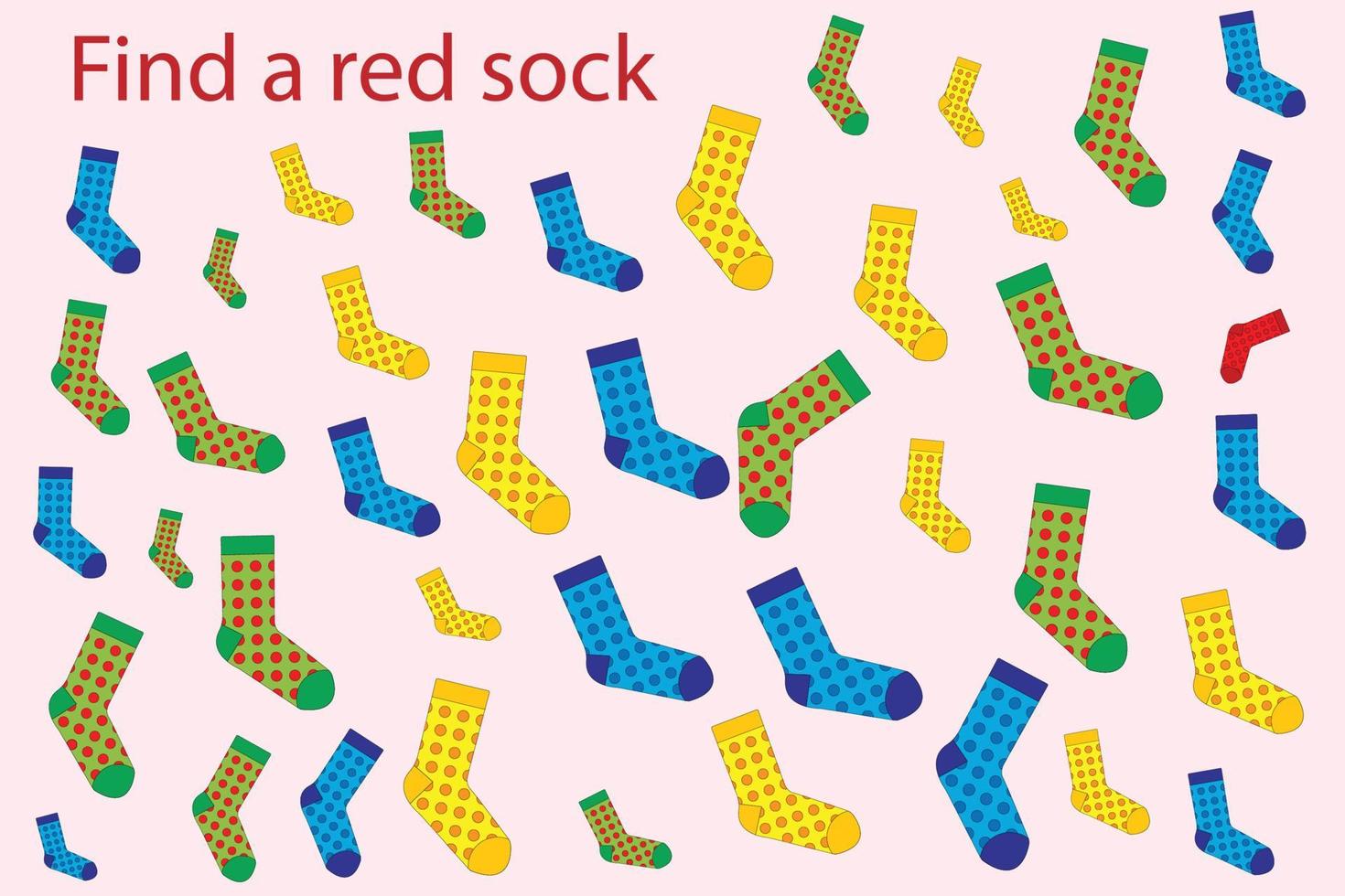 Find the red socks   among the others. Preschool worksheet, worksheet for kids, printable worksheet vector