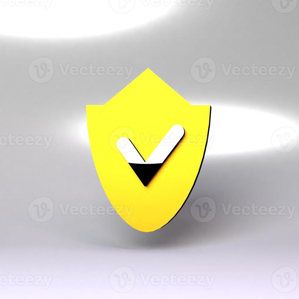 Shield icon. Protection concept. 3d render illustration. photo