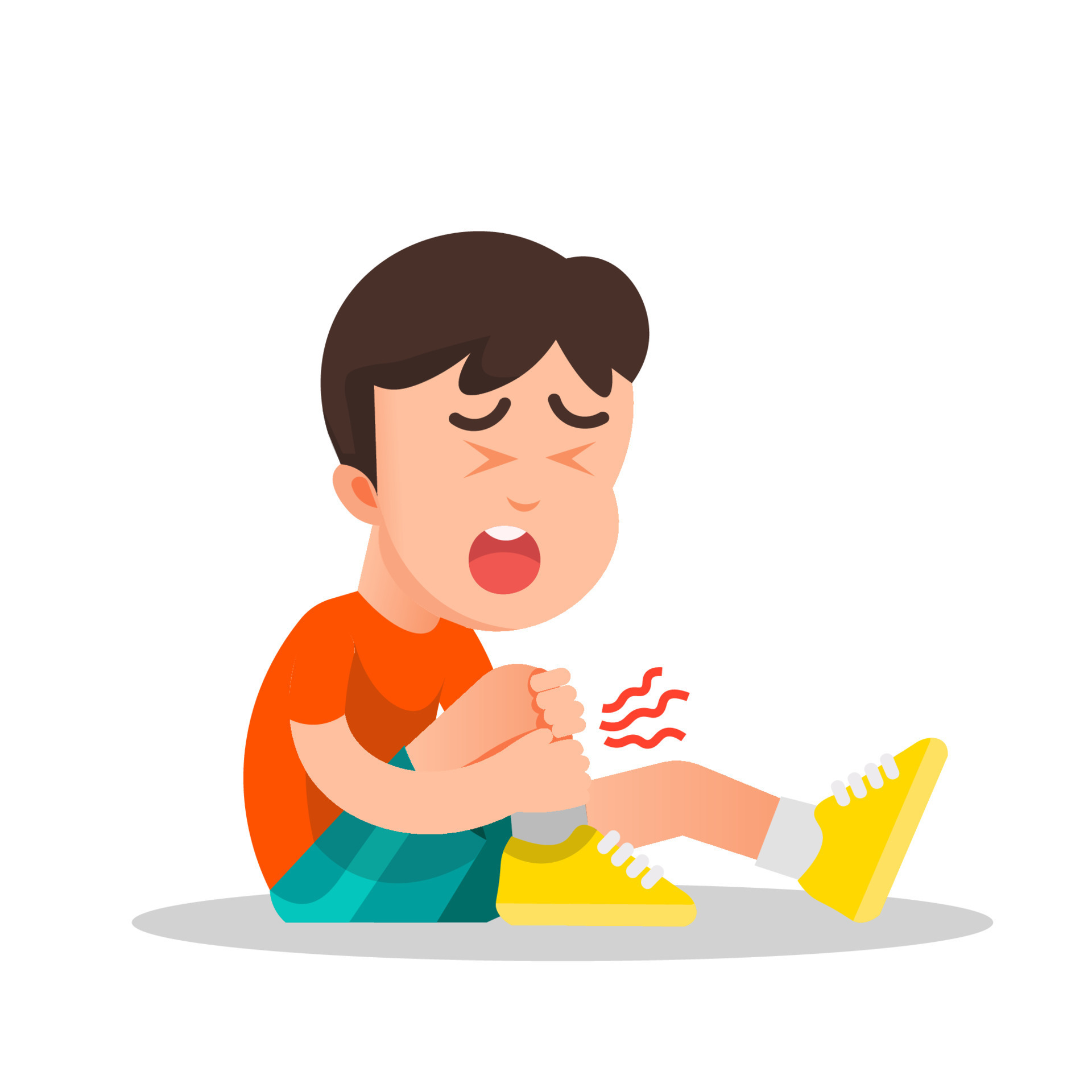 a boy who can't walk because he has cramps in his legs 8926613 Vector