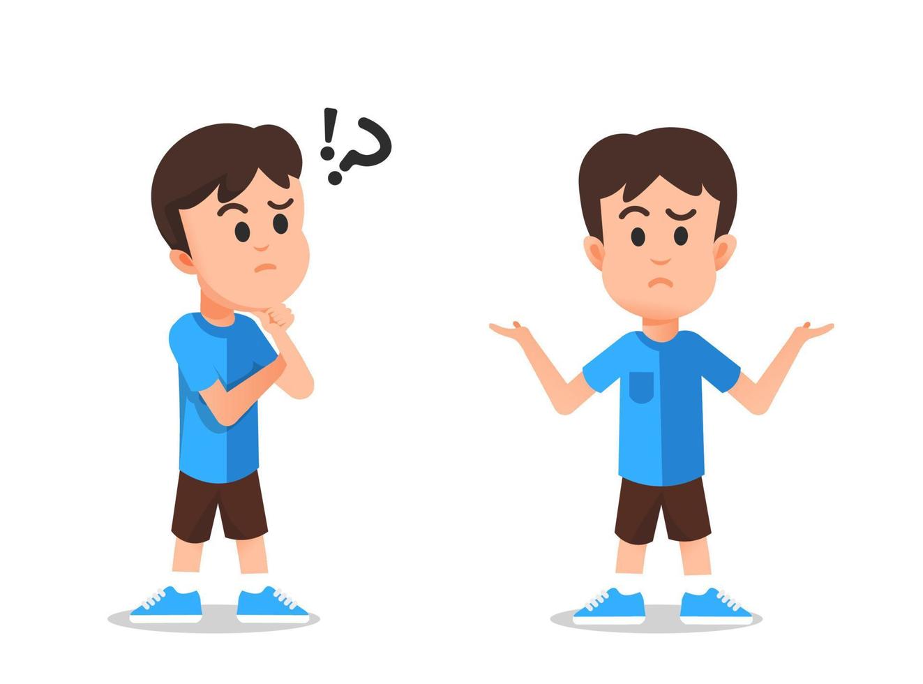 the pose of a child who is thinking and then confused vector