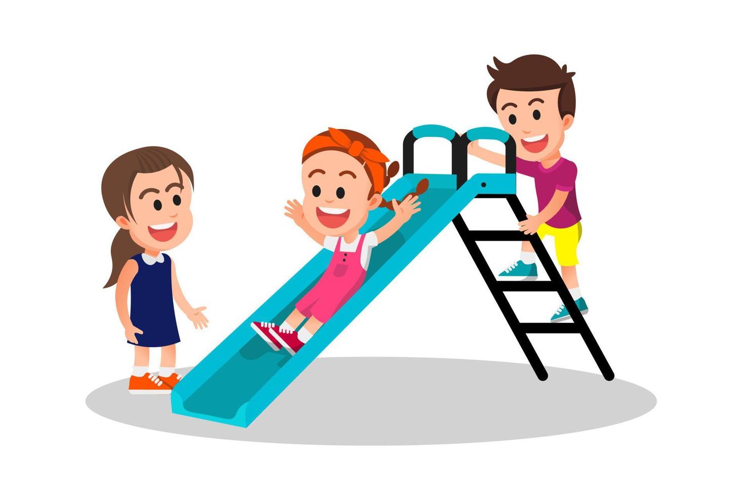 illustration of children who were playing the slide together vector