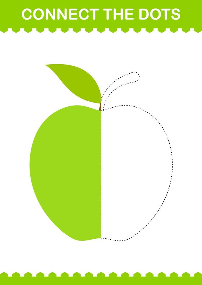 Connect the dots Apple. Worksheet for kids vector