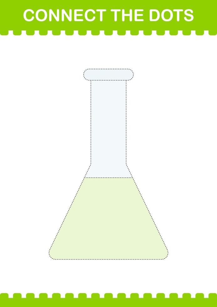 Connect the dots Erlenmeyer Flask. Worksheet for kids vector