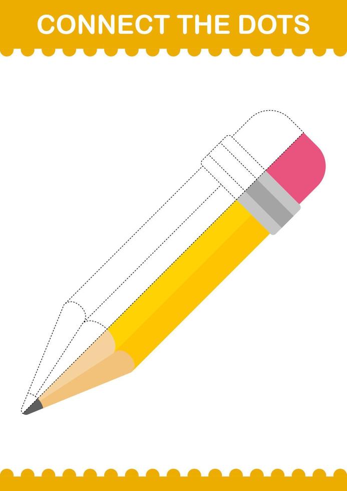 Connect the dots Pencil. Worksheet for kids vector