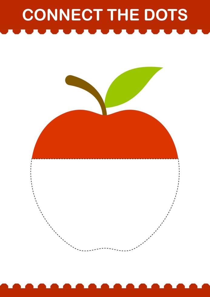 Connect the dots Apple. Worksheet for kids vector