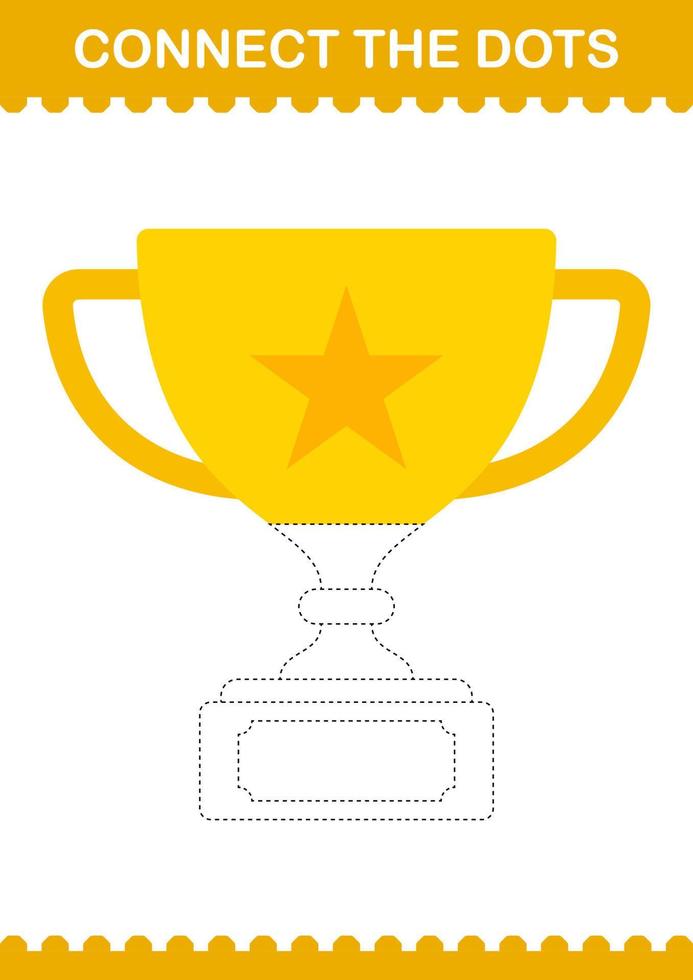 Connect the dots Trophy. Worksheet for kids vector