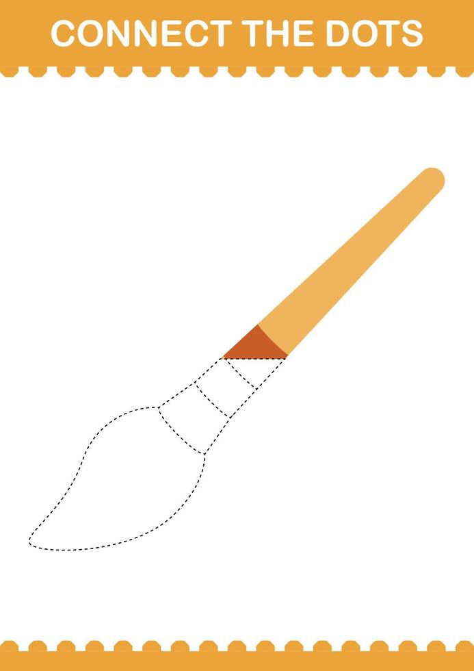 Connect the dots Paintbrush. Worksheet for kids vector