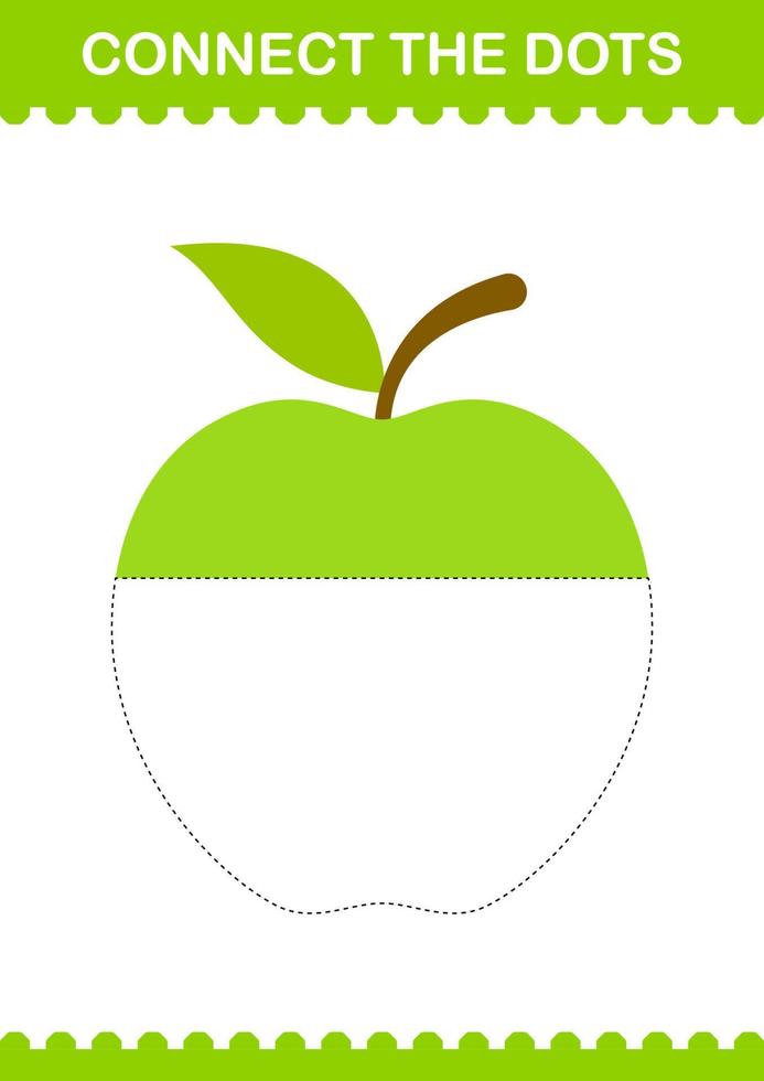 Connect the dots Apple. Worksheet for kids vector
