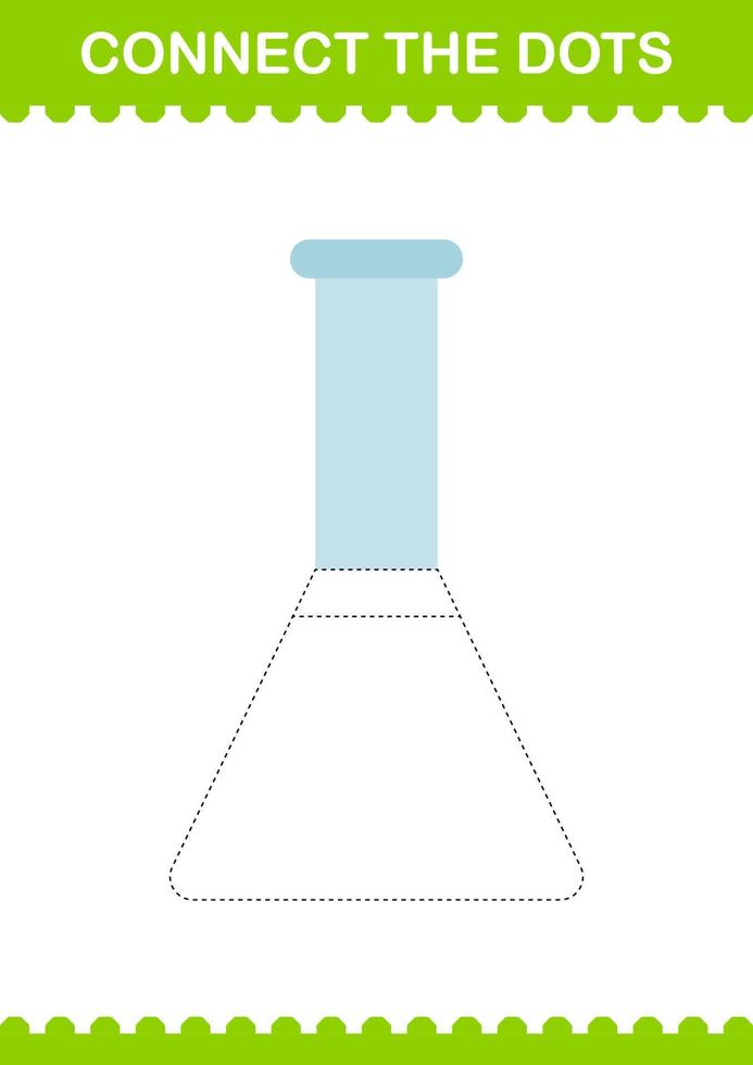 Connect the dots Erlenmeyer Flask. Worksheet for kids vector