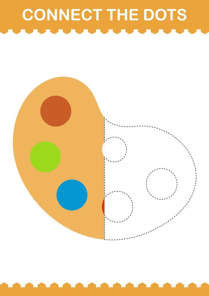 Connect the dots Art Palette. Worksheet for kids vector