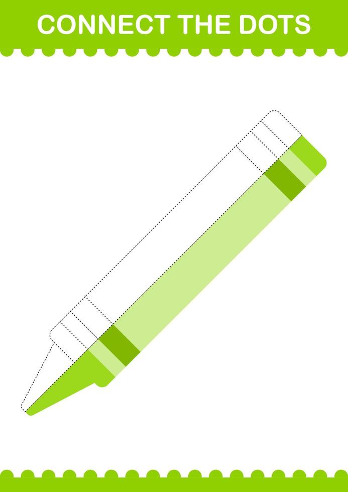 Connect the dots Crayon. Worksheet for kids vector