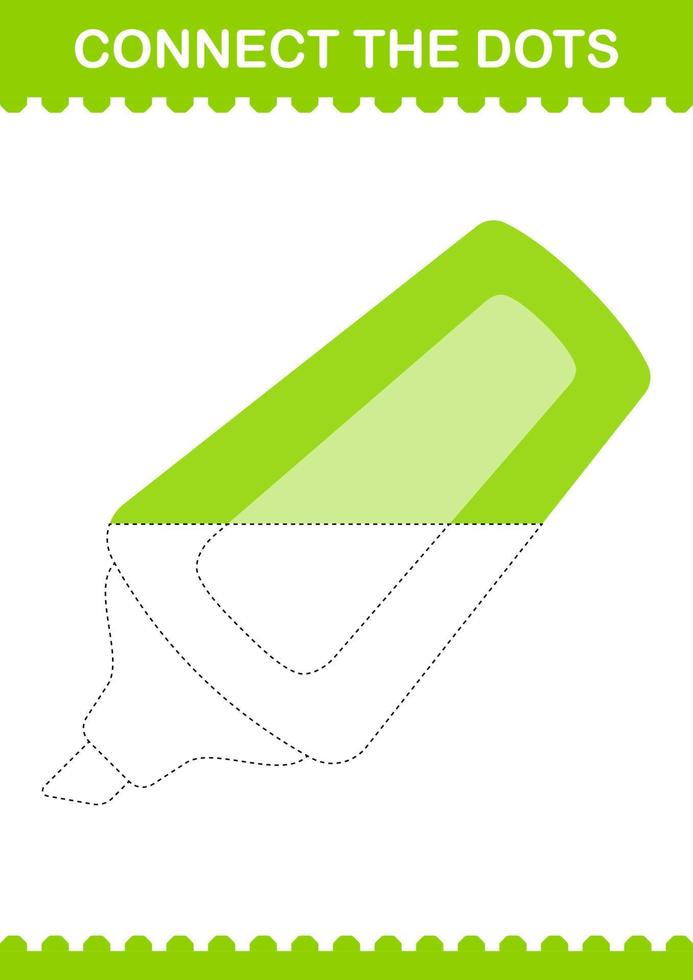 Connect the dots Marker. Worksheet for kids vector