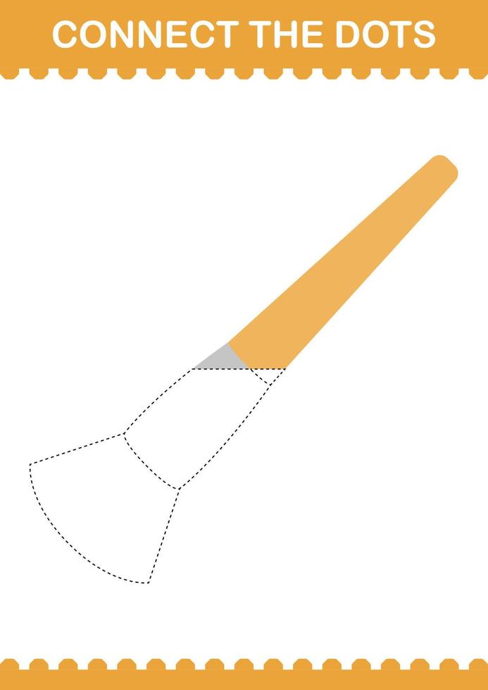 Connect the dots Paintbrush. Worksheet for kids vector