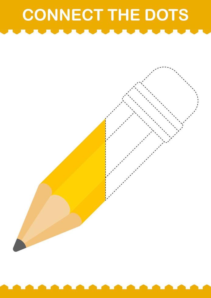 Connect the dots Pencil. Worksheet for kids vector