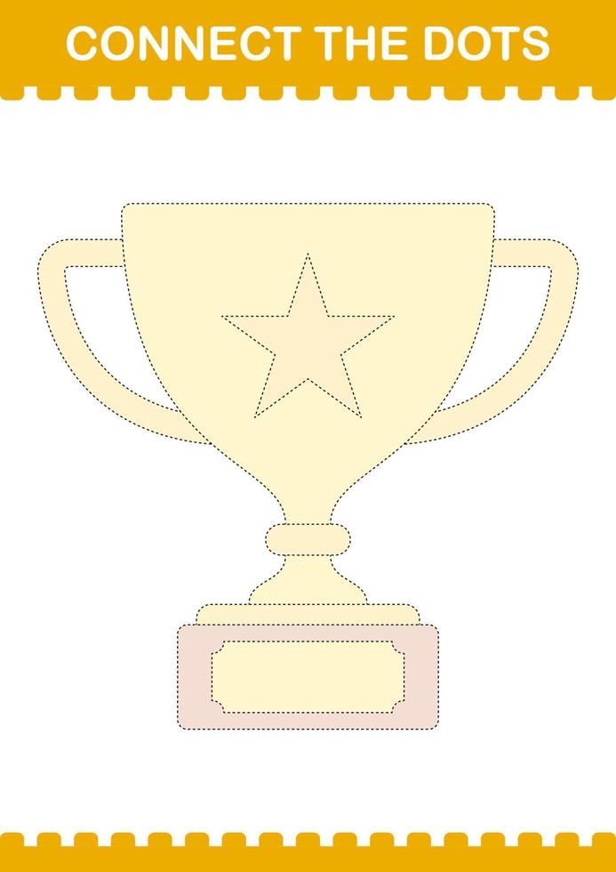 Connect the dots Trophy. Worksheet for kids vector