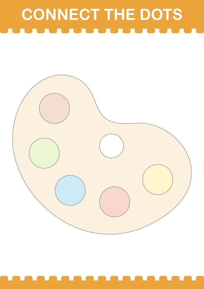 Connect the dots Art Palette. Worksheet for kids vector