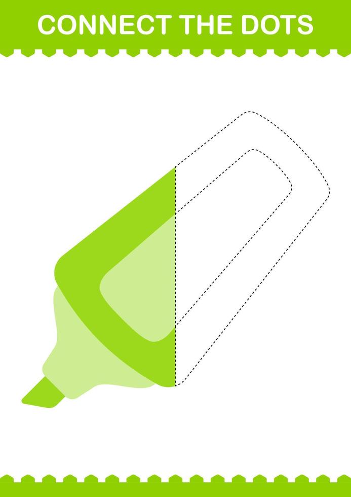 Connect the dots Marker. Worksheet for kids vector