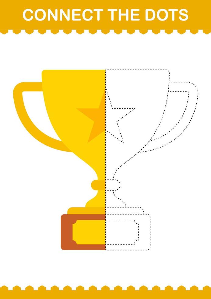 Connect the dots Trophy. Worksheet for kids vector