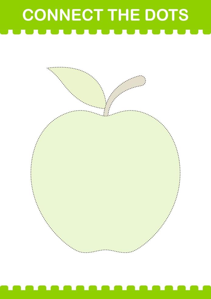 Connect the dots Apple. Worksheet for kids vector