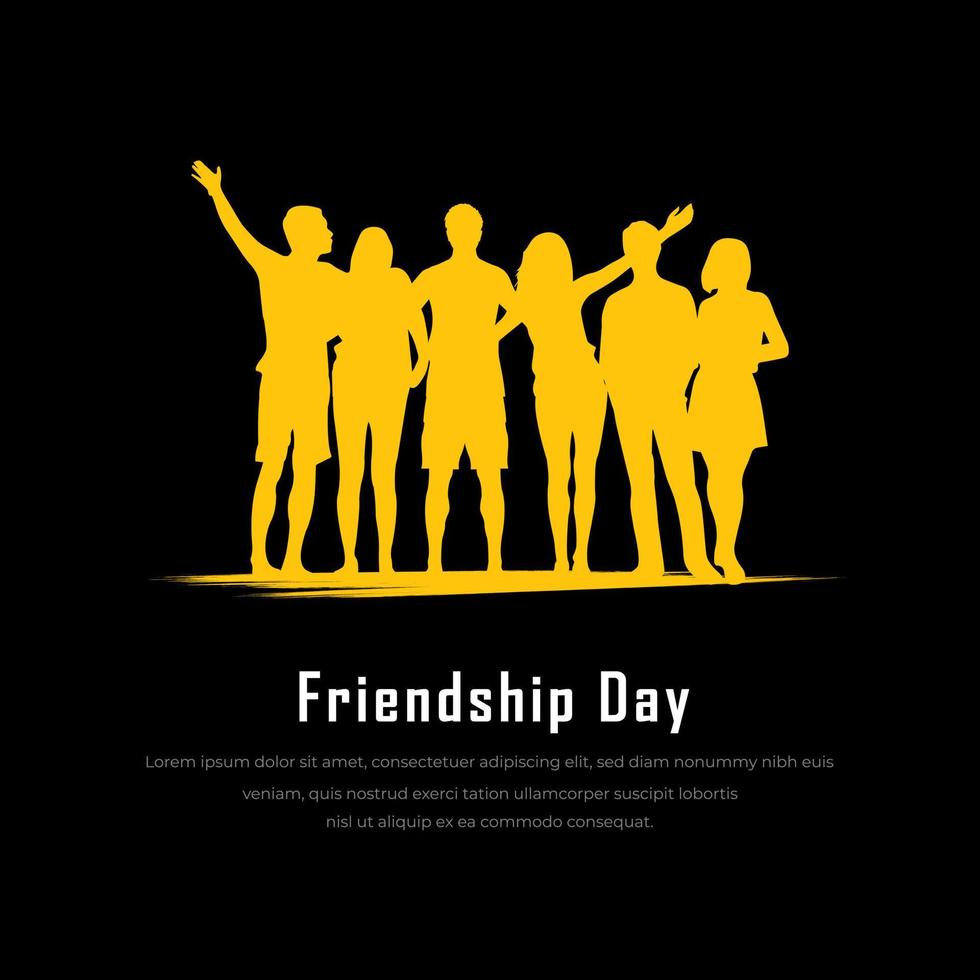 New design of friendship day design with cheerful youth silhouette vector