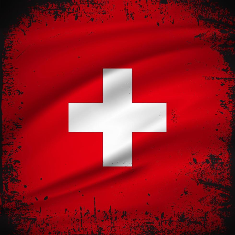 Abstract Switzerland flag background with grunge stroke style. Switzerland Independence Day design. vector