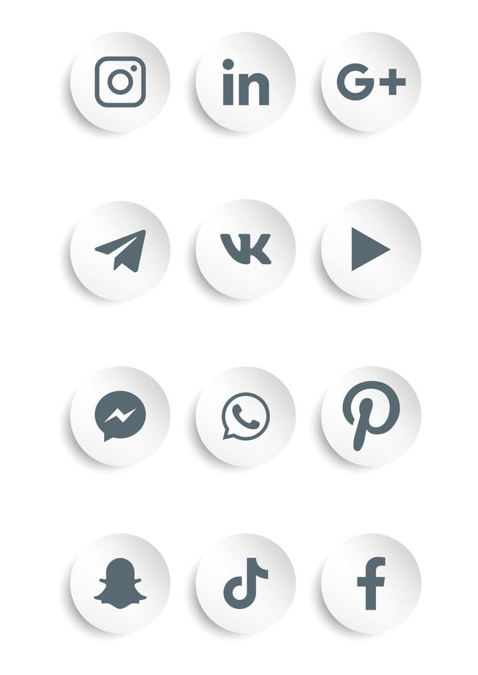 Modern Social Media Button Icon Vector Illustration. Web and Mobile Buttons