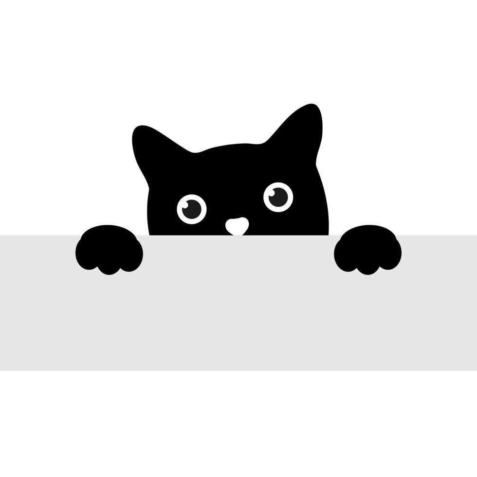 lindo gato asoma desde detrás de la mesa vector