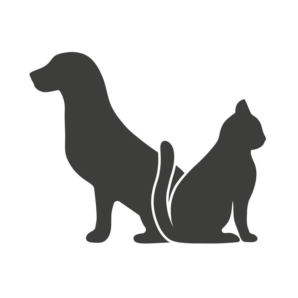 Dog and cat silhouettes on white background vector