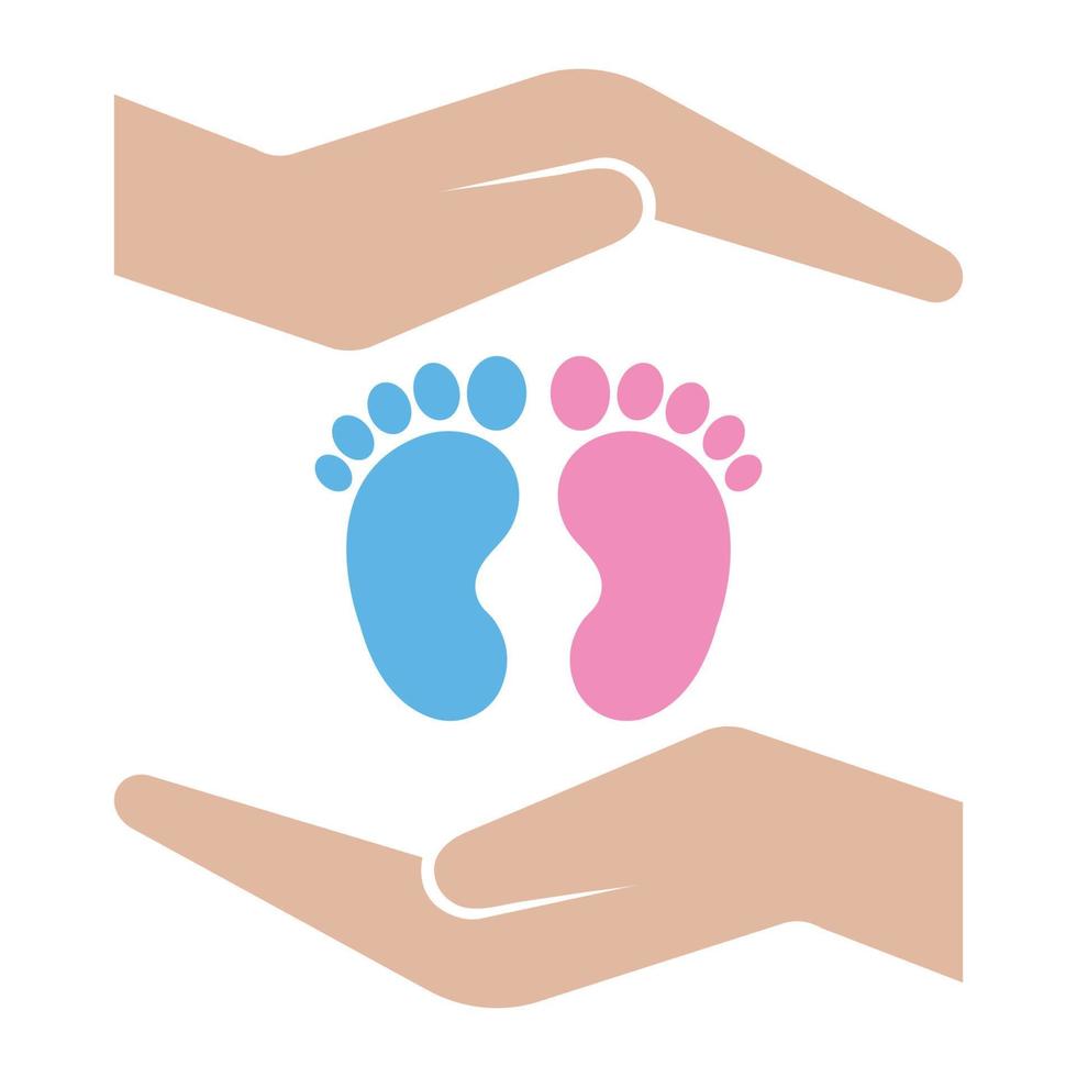 Illustration of footprints of a child in the palms of a person vector