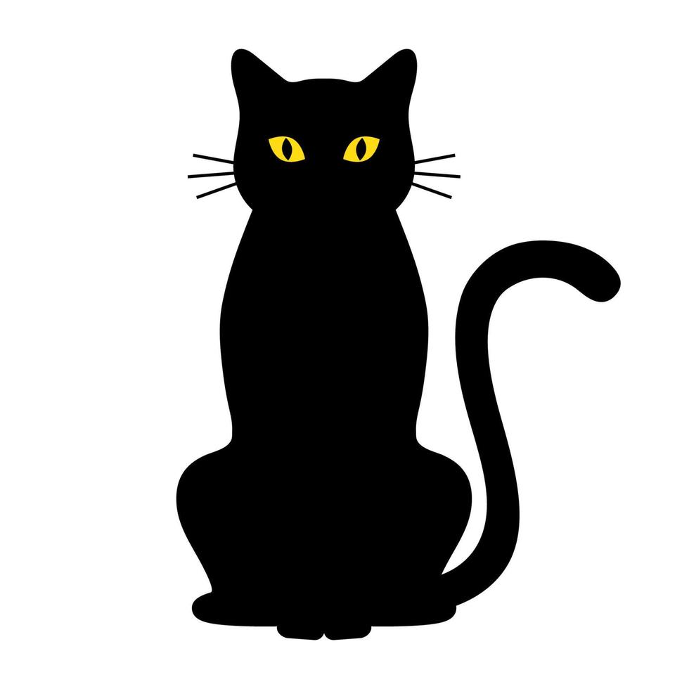 gato negro sobre un fondo blanco vector