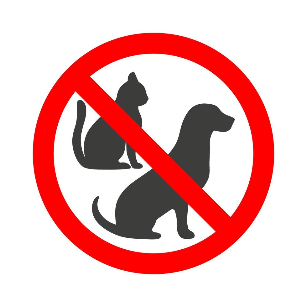 signo de prohibición animales en círculo rojo tachado vector