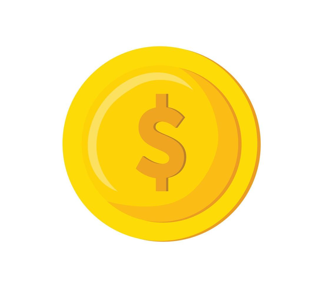 Dollar Golden Coin Icon Isolated Illustration Penny Currency Money Gaming Asset vector