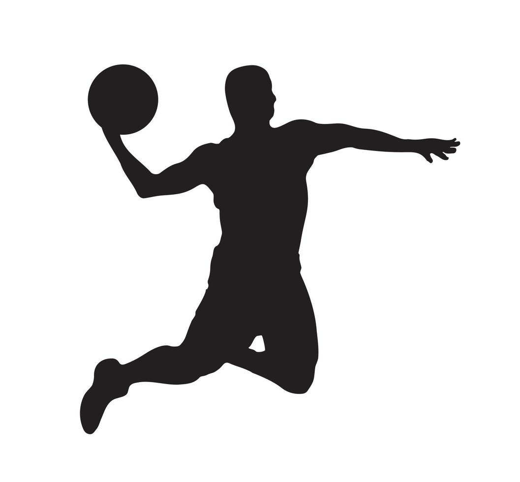 Basketball player silhouette jumping with ball representing athletic achievement and sports excellence
