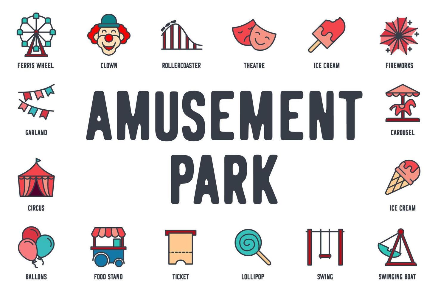 Amusement Park set icon symbol template for graphic and web design collection logo vector illustration