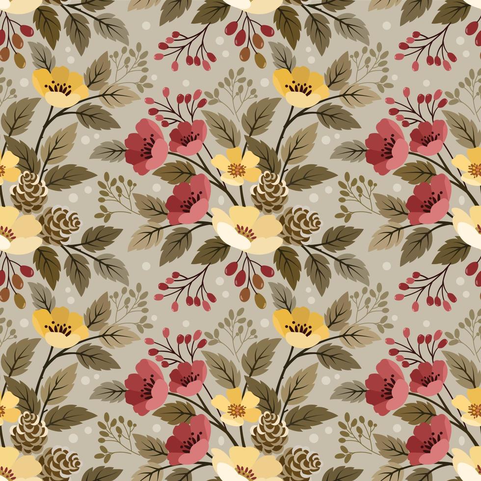 beautiful flowers seamless pattern for fabric textile wallpaper. vector