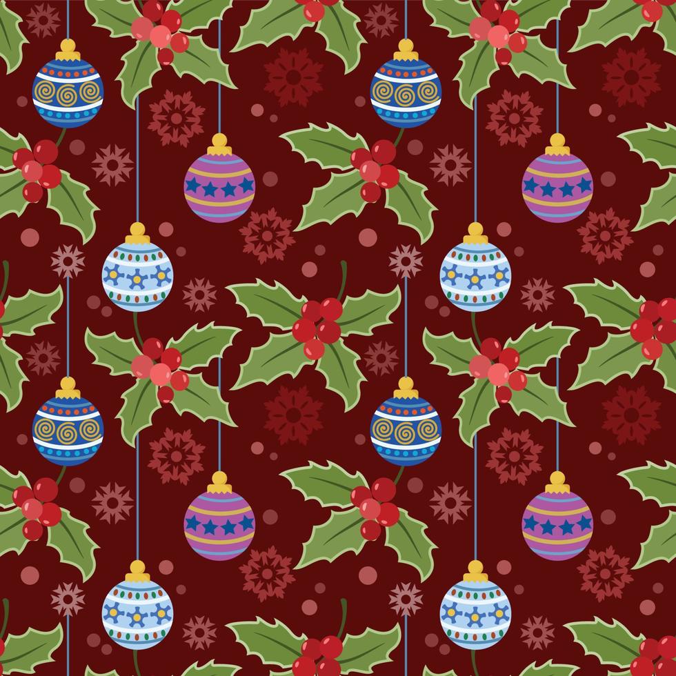 Christmas plant and Christmas ball on red background vector