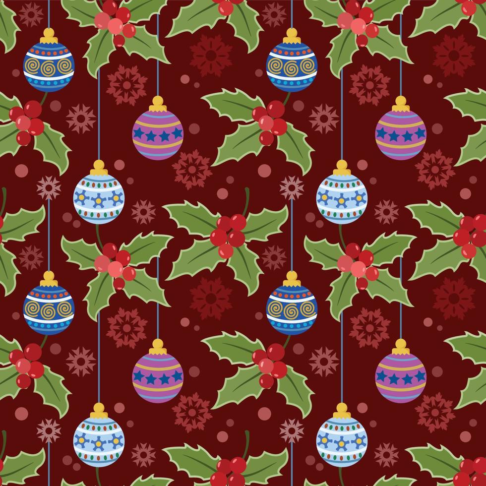 Christmas plant and Christmas ball on red background vector