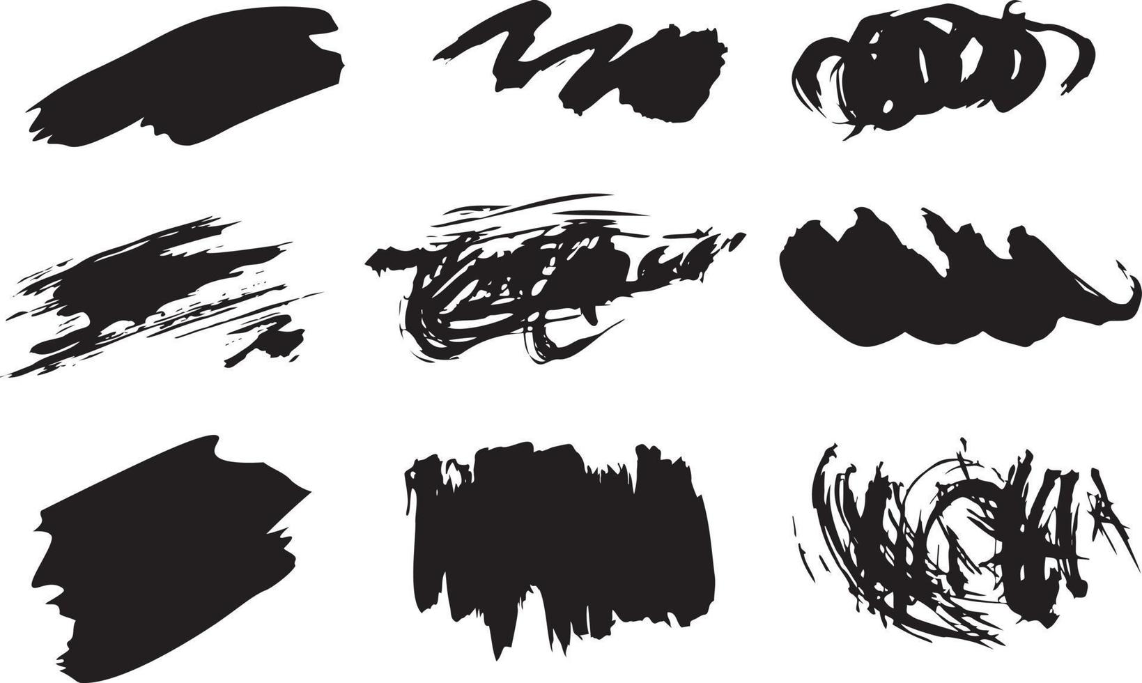 Vector Set of Different Hand Drawn Inked Brush Strokes