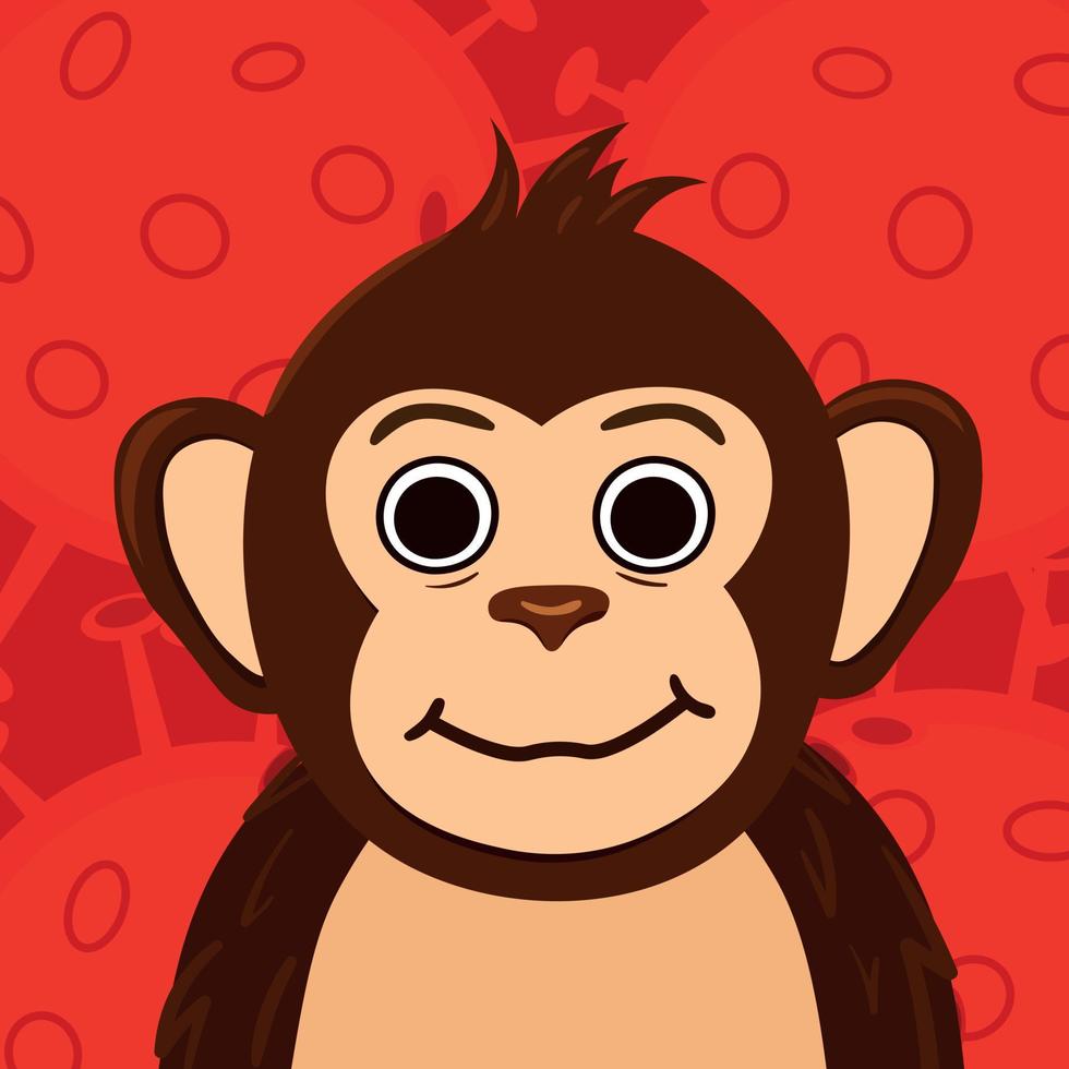 Vector Illustration of Monkey with Virus Cells Background. Monkeypox 2022 New Virus. Disease Transmitted by Monkey. Monkey Pox Fever