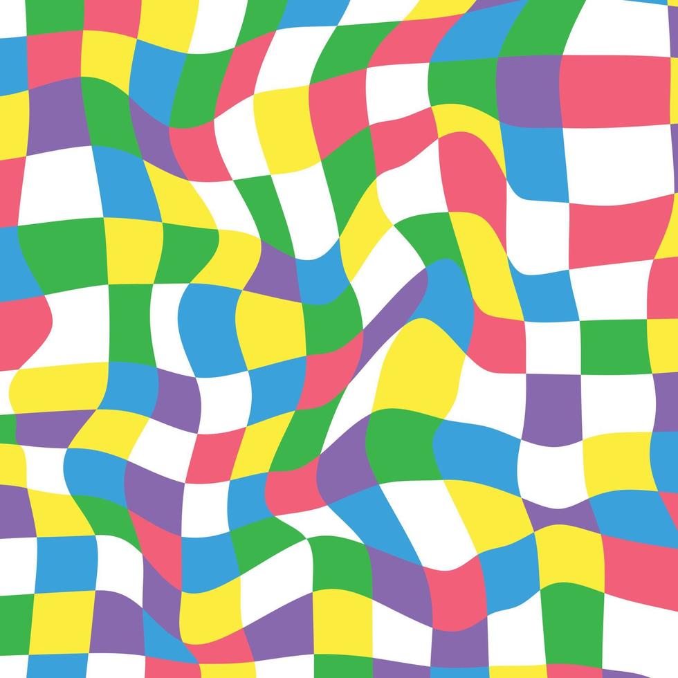 Trippy Groovy Psychedelic Grid Background. 1970 Vibes. Retro Vibes Colorful Grid Backdrop vector