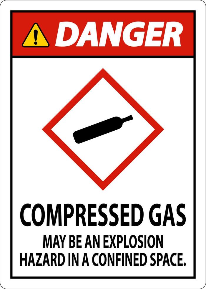 Danger Compressed Gas GHS Sign On White Background vector