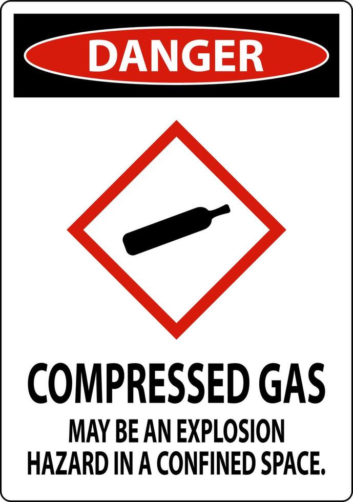 Danger Compressed Gas GHS Sign On White Background vector
