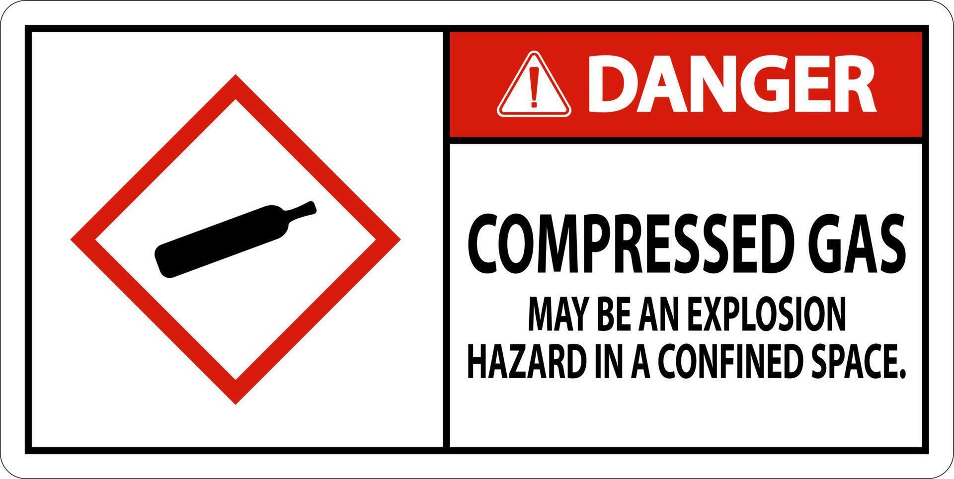 Danger Compressed Gas GHS Sign On White Background vector