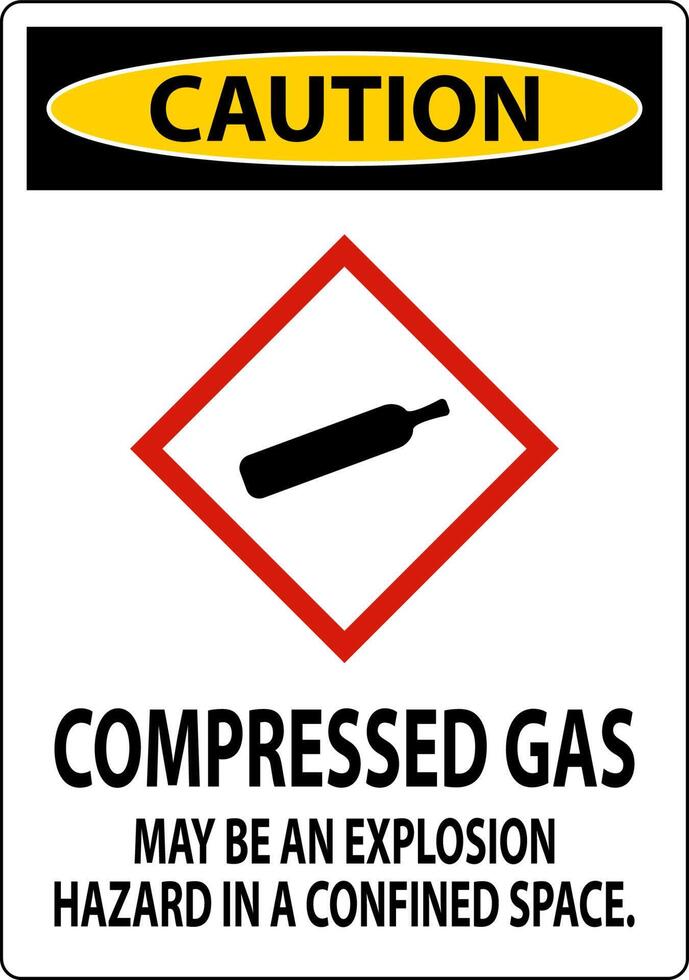 Caution Compressed Gas GHS Sign On White Background vector