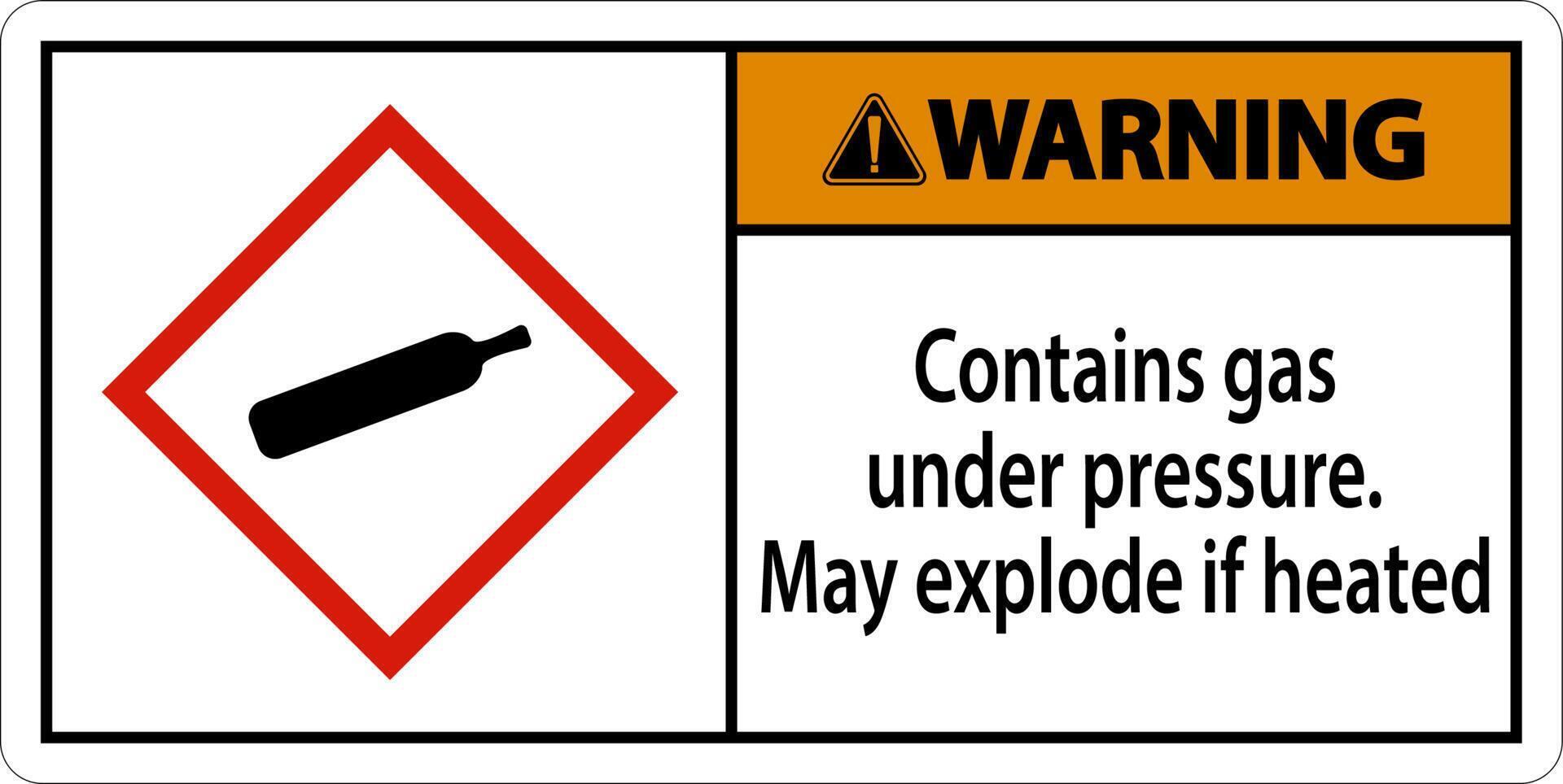 Warning Contains Gas Under Pressure GHS Sign On White Background vector