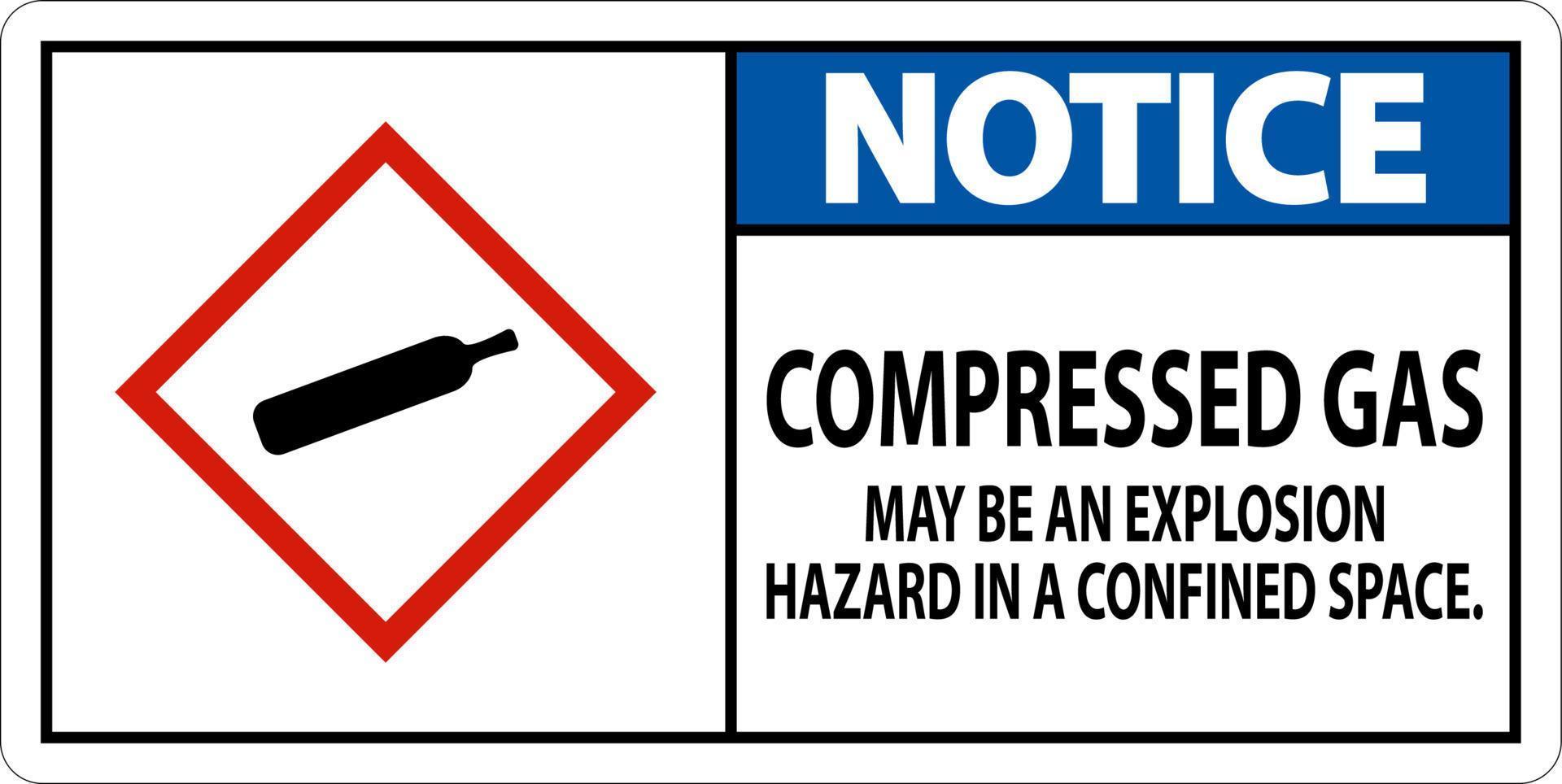 Notice Compressed Gas GHS Sign On White Background vector